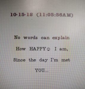 10•15•18 (11:05:56 AM) Nice to meet You Ma’am