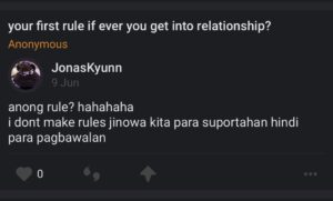 what’s Your first rule if ever you get into Relationship?