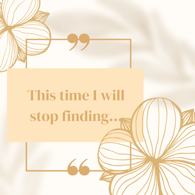 This time I will stop finding